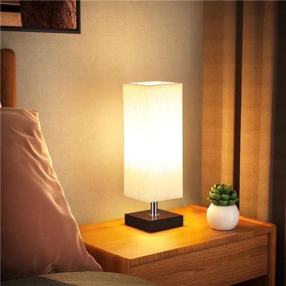Small Table Lamp for Bedroom -Bedside Lamps for Nightstand,Minimalist Solid Wood - Picture 5 of 5